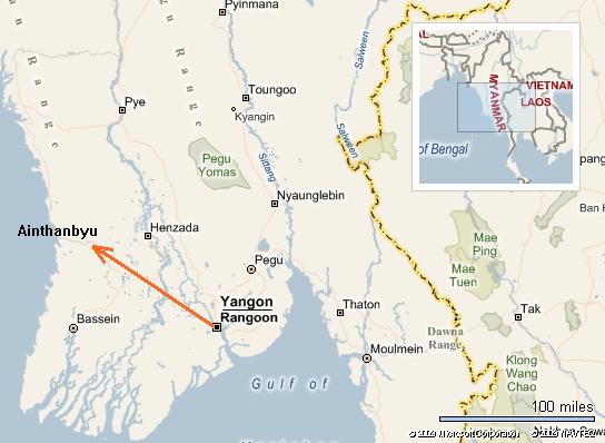 Aithabyu is about 120 miles from Yangon, in the Ayeyarwaddy Division